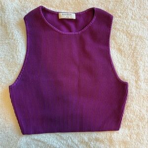 Aritzia Babaton Purple Sculpt Knit Cropped Tank Top Size M